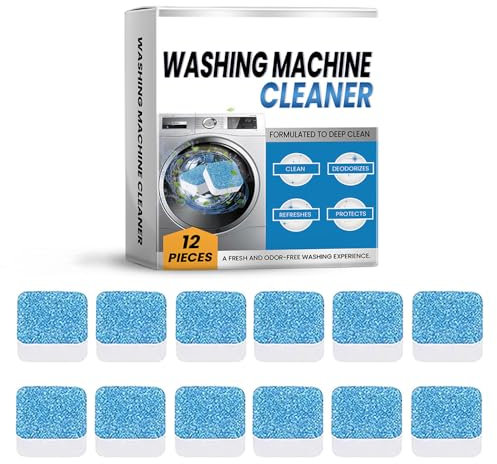 Nettoyant Machine à Laver, 12 TabsNettoyant Détartrant pour Machine à Laver Applicable à Lave-linges HE à Chargement par le Haut et Frontal Anti Calcaire Lave Linge Élimine les Odeurs (1, 1PCS)