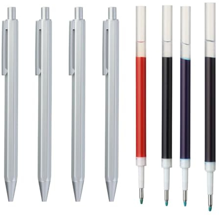 MUJI Aluminium Knock-Type Ballpoint Pen, 0.5 mm Tip, Refillable (4)
