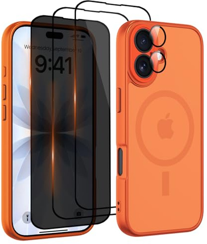 Nupcknn für iPhone 17 Hülle,3 Panzerglas[HD+HD+Anti-Spy] Magnetisch mit Magsafe Handyhülle für iPhone 17 Case Durchscheinende Matt Rückseite Dünn Stoßfest Schutzhülle