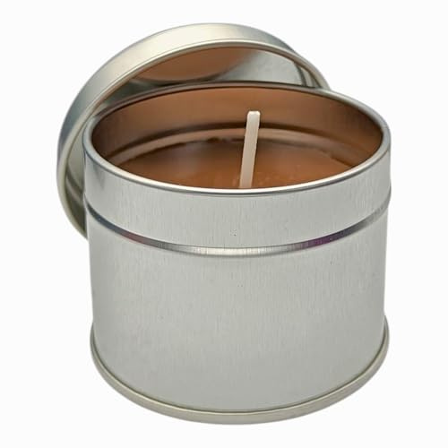 Duftkerze, Dosenkerze, Behälterkerze in silberner Dose mit Deckel, Kerze aus Rapswachs, Raumduft, verschiedene & intensive Düfte, cozy Home, Geschenkidee für Valentinstag, Muttertag, kleine Auszeit