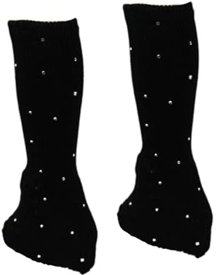 Harilla Ice Skating Leg Warmers with Rhinestone Decoration Ice Figure Skating Socks Knitting Leg Warmers for Workout Party Dance 30cm