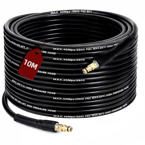 AOOWU 10M High Pressure Washer Replacement Hose for Karcher K2, K3, K4, K5, K6, K7 Series, Super Flexible Kink-Resistant Replacement Hose with Click Plug Quick Connector, Jet Wash Extension Hos