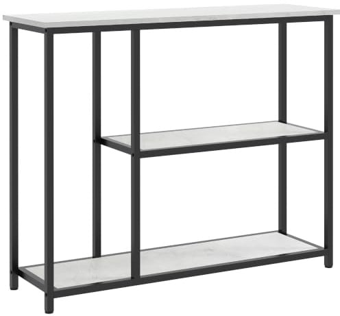 HOMCOM Console Meuble 100 cm, Table Console 3 Niveaux, Style Moderne, Blanc | Plateaux Effet Marbre, Cadre Acier, Table d'Entrée, Couloir, Salon, Petits Espaces