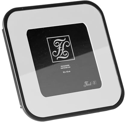 Fink Bilderrahmen 10 x 10 cm quadratisch - Fotorahmen in Schwarz mit hellem Passepartout - geeignet für Fotos im Quadratformat - Fotoaufsteller mit Samtrücken