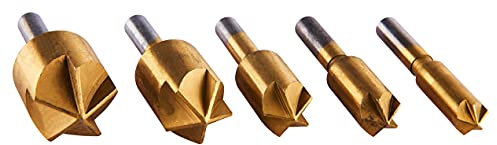 Amtech F0840 5 piece titanium-coated countersink bit set
