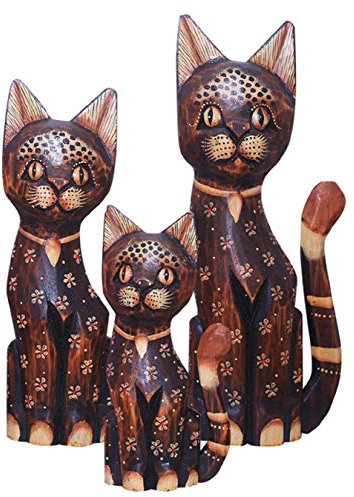 Woru Deko-Katzen MING aus Holz im 3er-Set, Dekoration