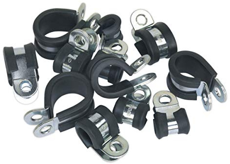 Sealey PCJASS Rubber Lined Assortment P-Clip, Pack of 60