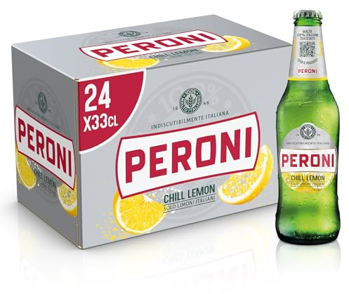 Peroni Chill Lemon Birra al Limone, Cassa Birra con 24 Birre in Bottiglia da 33 cl, 7.92 L, Birra Radler dal Gusto Naturale di Limoni Aspro e Bilanciato, Gradazione Alcolica 1.3% Vol