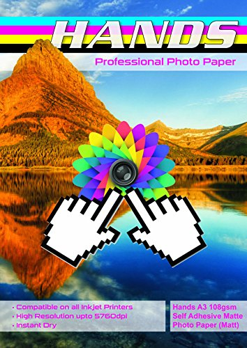 Hands Fotopapier A3, 108 GSM, matt, selbstklebend, 40 Blatt