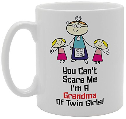Coralgraph Inc MG3313 You Can't Scare Me I'm A Grandma of Twin Girls! Novelty Gift Printed Tea Coffee Ceramic Mug