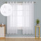Deconovo Ösenvorhang Leinenoptik Transparent Gardinen Wohnzimmer Vorhang Stickerei Stern, 138x140 cm(HöhexBreite), Weiß, 2er Set