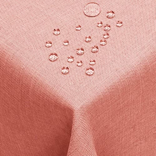 DecoHomeTextil Leinen Optik Tischdecke Eckig 160 x 220 cm Altrosa | wasserabweisend, fleckenabweisend, abwaschbar, Lotuseffekt