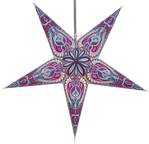 GURU SHOP Faltbarer Advents Leucht Papierstern, Weihnachtsstern 60 cm - Alaska Violett, Papiersterne 60 cm