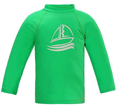 LACOFIA Kinder Badeshirt Jungen Langarm Schwimmshirt Sonnenschutz Kinder Rashguard Schnelltrocknendes Badebekleidung Grün 5 Jahre/110