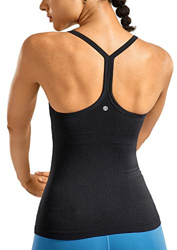 CRZ YOGA Damen Sport Tank Top Racerback Ärmelloses Shirt Sommer Leichte Yoga Tops Elastische Fitness Oberteile Schwarz 42