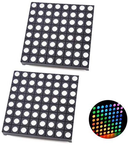 Hailege 2pcs 8x8 Matrix RGB LED Common Anode Full Colour LED Matrix Module 60x60mm Compatible to Colorduino