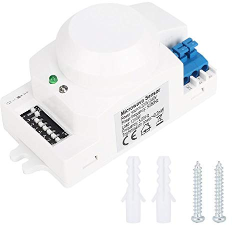 Jadpes Interrupteur sensoriel, SK-600 Capteur Radar à Micro-Ondes 360 ° Détecteur de Mouvement du Corps Interrupteur d'éclairage Inductance Automatique 220-240 V pour détecteur