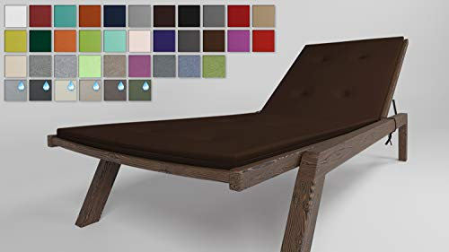 Rollmayer Sitzkissen für Sonnenliege mit Steppung Auflage Polster für Gartenliege Liegestuhl Strandliege Kollektion Vivid (Braun 28, 190x54x4cm - 2er Set)