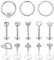 AceFun 16G Cartilage Ohrringe Tragus Helix Piercing Lippenringe labret Studs Chirurgischer Stahl und klares Acryl Nasenstecker Silber Piercing schmuck für Frauen Männer