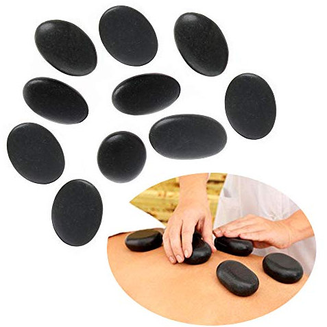 10 Pcs Hot Massage Stones Heated Warmer Natural Basalt Stones for Spa, Foot Massage, Relaxation 8 x 6 cm …