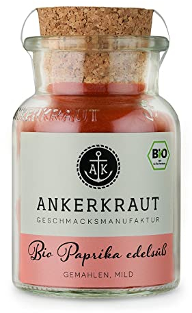 Ankerkraut Bio Paprika edelsüß, Paprika-Pulver BIO kaufen, ein Must-Have in der Küche, 85 g im Korkenglas