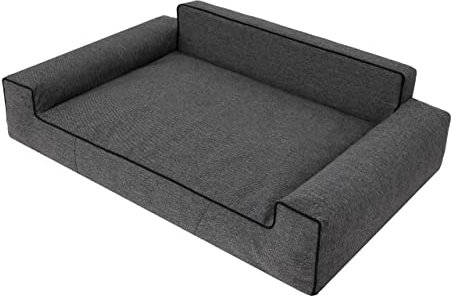 PillowPrim Hundebett, Möbel für Tiere, Katzenbett, Abnehmbar Bezug, Hundeliege, Schlafplätze, große Hunde, Hundesofa, Korb, Waschbar, Schwarz, XL: 98x66 cm