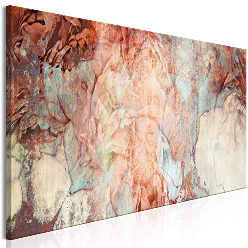 decomonkey Bilder Abstrakt Blumen 120x40 cm 1 Teilig Leinwandbilder Bild auf Leinwand Vlies Wandbild Kunstdruck Wanddeko Wand Wohnzimmer Wanddekoration Deko Modern Rose Pfingstrose