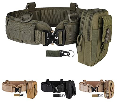 Ensemble de ceinture de combat tactique Condor Ceinture militaire avec maille et doublure épaisse EVA MOLLE pour tir, jeu de guerre, paintball, chasse, sports d'extérieur (vert kaki)