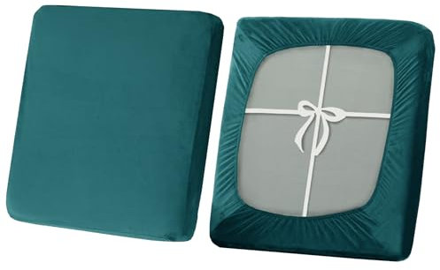 SYLC Sofa Sitzkissenbezug, Stretch Sitzkissenbezug rutschfest Mit Krawatten, Samt Überzüge Für Wohnwagen Polster Sitzbezüge Für Sofa(Teal,Großer 2-Sitzer)