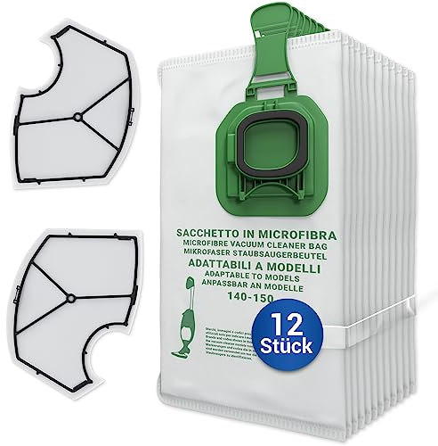 VIOKS SET 12x Vоrwerk Staubsaugerbeutel + 2 Staubsauger Motorfilter Ersatz für Vоrwerk Kobold Vk 140 Vk 150 Staubsauger Zubehör Universal Staubsaugerbeutel Vоrwerk Beutel