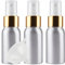 ZEOABSY 3 Pieces Empty 30ml Silver Aluminium Spray Bottle Refillable Aluminum Bottles with Gold/White Fine Mist Sprayer Metal Spray Bottles for Perfume Hair Garden Travel, Funnel
