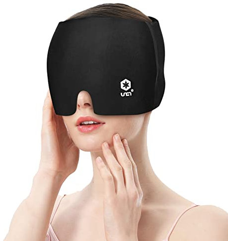 UNCN Migraine Relief Cap, Ice Pack for Headache Relief, Ice Head Wrap for Puffy Eyes, Tension, or Sinus Relieve, Headache Hat Black
