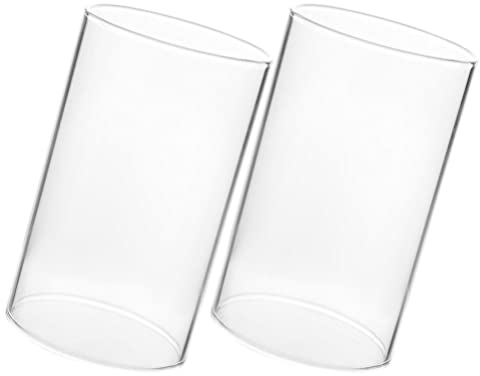 Housoutil Kerzenhülse Glas 2Pcs Glaskerzenhalter Kerzenhalter Hülle Klares Glaszylinder Kerzenhalter Schornstein Offen ?ffneter Kerzenschattenglas Lampen Schatten Ersatz S Windlichter Glas