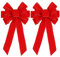2 Pack Red Christmas Bows Outdoor Decorations,12”x20” Large Christmas Tree Topper Bow, Velvet Wreath Bow with Glitter Gold Edge for Xmas Home Front Door Decor