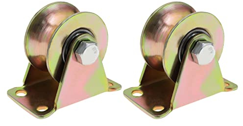 ECSiNG Lot de 2 roues à rainure en U 45 # en acier pour portail coulissant, porte d'entrée, clôture coulissante, rail de marche arrière, portail roulant, capacité de charge 270 kg