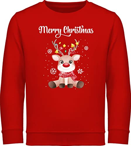Shirtracer - Sweatshirt Kinder Pullover für Jungen Mädchen - Weihnachten - Merry Christmas süßes Rentier | Rudolph Elch Rudolf