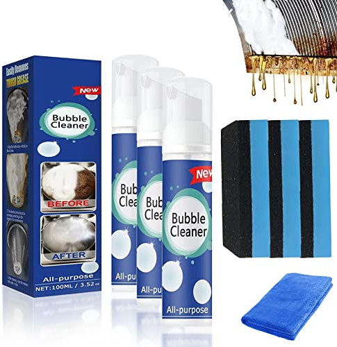 Gienslru Beedac Bubble Cleaner, Beedac Foam Cleaner, Spruzzo di Pulizia per risciacquo Universale Rimuovere la Macchia d'olio, Schiuma Heavy Oil Stain Cleaner per Cappa, Forno, pentole (3Pcs,30ML)
