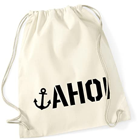 Huuraa Rucksack Ahoi Anker Seemannsgruß Geschenk 12 Liter Natural Baumwolle Ahoi Anker Accessoire