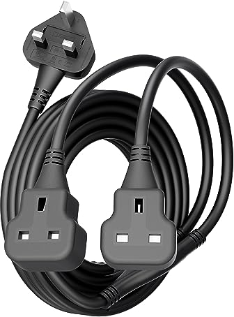 Double Socket Extension Lead Outdoor 5m Power Cable Black Extension Cord Heavy Duty 13 Amp Multi Plug Extension Socket
