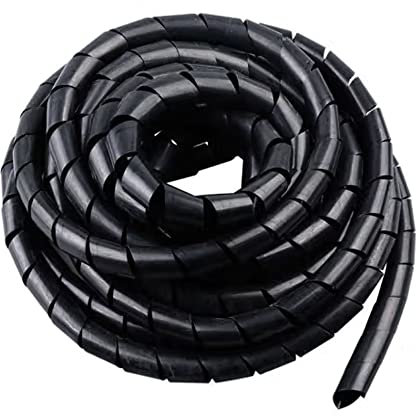 Gaine de câble en spirale – 6,1 m – Gaine de gestion de câbles pour câble d'ordinateur, cordon d'alimentation audio vidéo (1,27 cm, 6,1 m, noir)