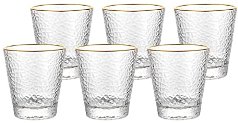 HEXEH Jarras de cerveza Gafas de bebidas de cristalería Conjunto de 6 gafas for beber Tazas de bebidas elegantes for el agua, el jugo, la cerveza, el vino, el whisky y los cócteles Vasos