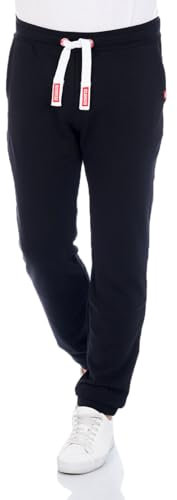 riverso Jogginghose Herren Baumwolle lang RIVLino Regular Fit Sweatpants Trainingshose Freizeithose Sporthose, Größe:XXL, Farbe:Black-Formular Red