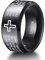 TUNGSTORY Wolfram Ring Herren 10mm Schwarz Kreuz Ring mit Vater Unser Christlicher Schmuck Größe 54.4(17.3)