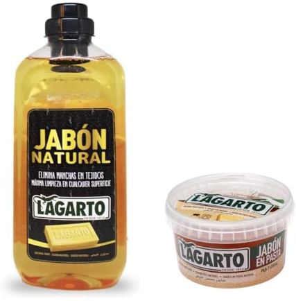 Lagarto Natural Cleaning Set – 1L Liquid Soap & 400g Paste – Plant-Based, Multi-Purpose, Hypoallergenic – For Fabrics, Floors & Surfaces