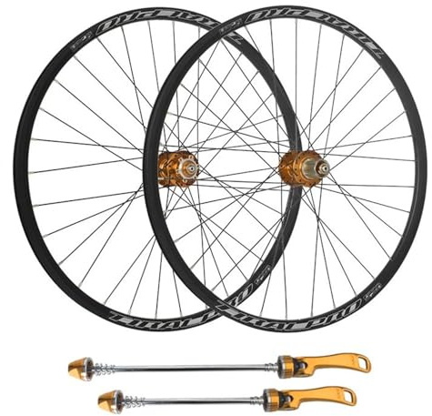 LSRRYD MTB Fahrrad Laufradsatz 24'' 26'' 27.5'' 29'' Mountainbike Räder Scheibenbremse Schnellspanner Kassette 8 9 10 11 12 Gang Aluminium Legierungsfelgen (Color : Gold, Size : 24inch)
