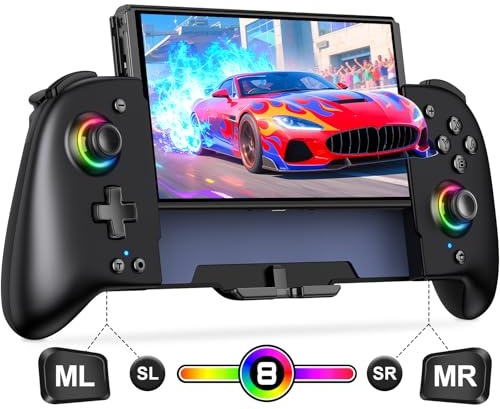 Manettes compatibles avec Nintendo Switch/Switch OLED, manette de rechange pour manette Switch Pro avec 9 couleurs de lumière, télécommande pour les utilisateurs qui préfèrent le mode portable