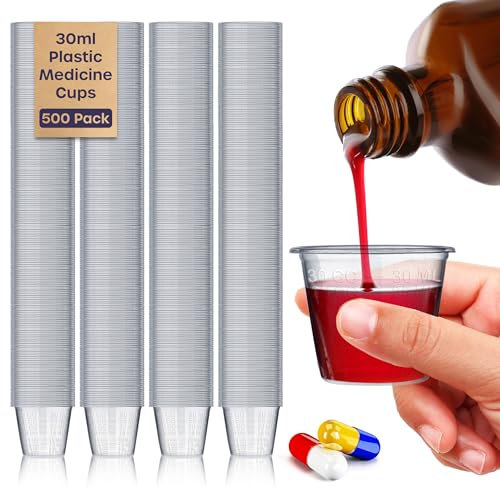 volila Medicine Cups - 500 Pack 30ml Disposable Small Plastic Medicine Measuring Cups - Translucent Medicine Cup for Liquid Medication, Measuring Ingredients in Cooking, Arts and Crafts