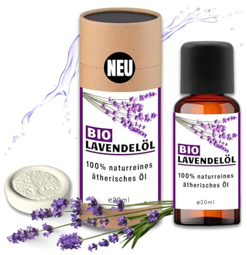 TextusVital® Bio Lavendelöl 100% naturrein Ätherisches Öl aus Bulgarien Aromatherapie, Hautpflege, Schlaf und Stressabbau, Vegan, Bio-zertifiziert,20 ml