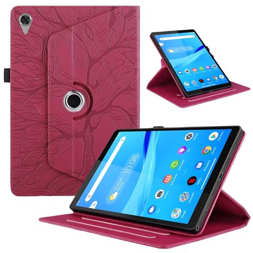 TEDTIKJT Funda para Lenovo Tab M8 (3rd Gen) 8 2022 Carcasa PU Cuero Protectora 360 Giratoria de ángulo Múltiple Soporte Función Flip Cover para Lenovo Tab M8 (3rd Gen) Carcasa, Rojo Árboles
