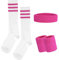 Lufdegim Schweissband und Socken Set, 80er 90er Jahre Schweißband Gestreiftes Stirnband, Armband, Gestreifte Hohe Socken für Damen Herren Sport Laufen Radfahren Karneval Kostüme Party